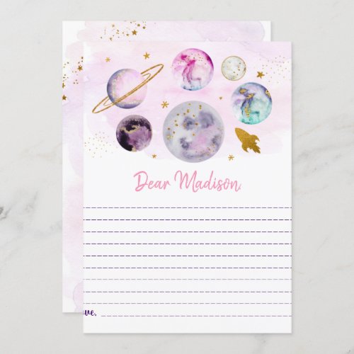 Galaxy Pink Gold Space Birthday Time Capsule Cards