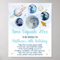 Galaxy Pink Gold Space Time Capsule 1st Birthday Poster