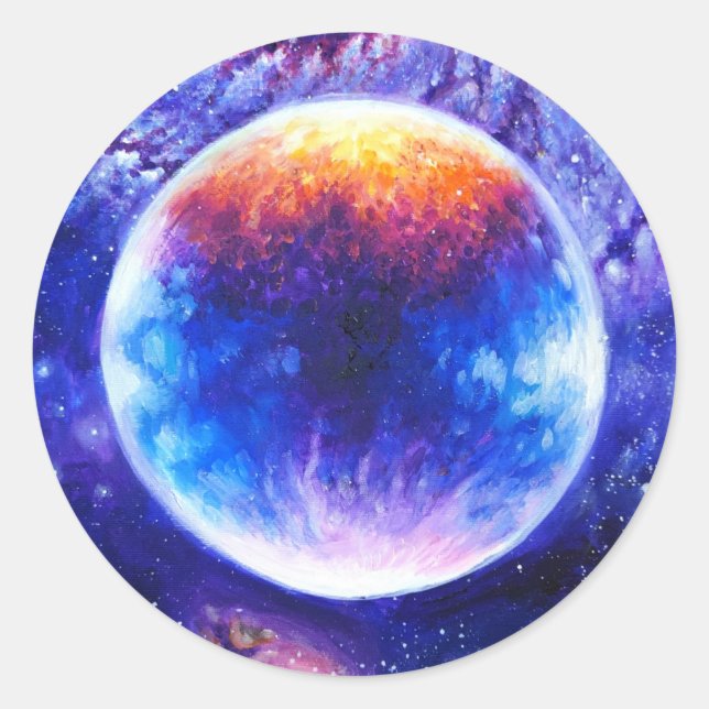 Galaxy planet and nebula classic round sticker (Front)
