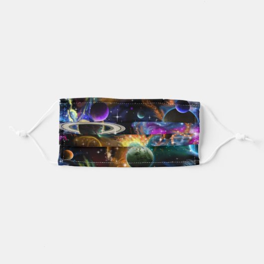 Galaxy Planets and Stars Adult Cloth Face Mask (Front, Folded)