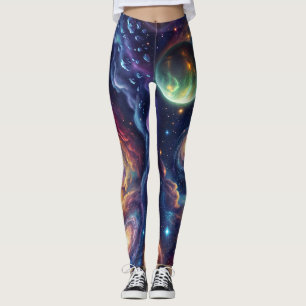 Galaxy Planets Cosmic Pattern Leggings
