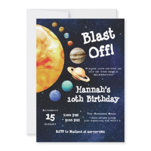 Galaxy Planets Solar System Outer Space Birthday Invitation