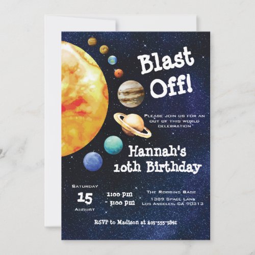 Galaxy Planets Solar System Outer Space Birthday Invitation