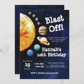 Galaxy Planets Solar System Outer Space Birthday Invitation (Front/Back)