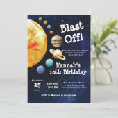 Galaxy Planets Solar System Outer Space Birthday Invitation (Standing Front)