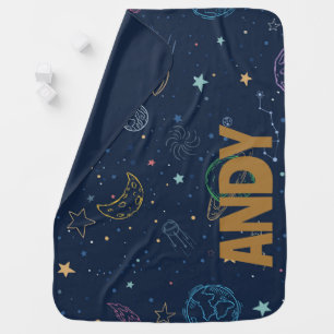 Galaxy Planets Stars Design Outer Space Kids Name Baby Blanket
