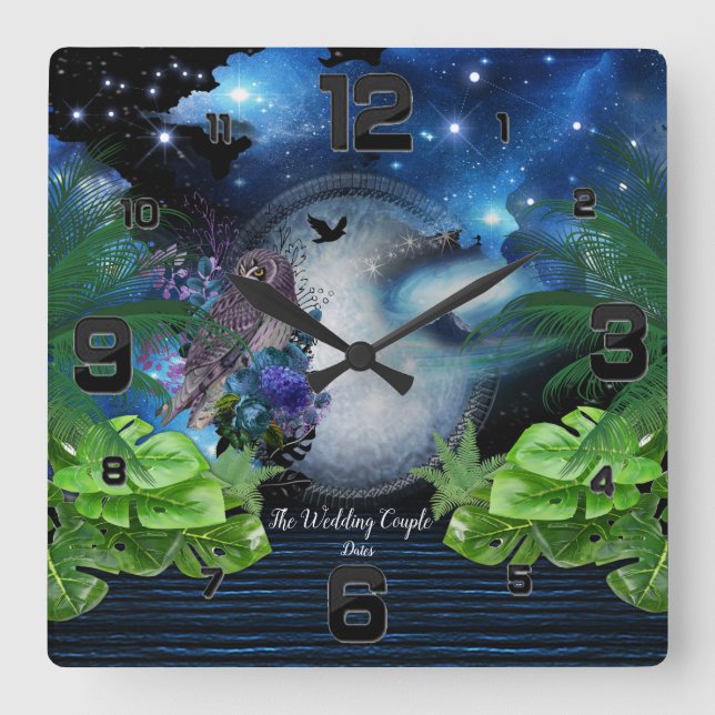 Galaxy-portal, fantasy square wall clock (Front)