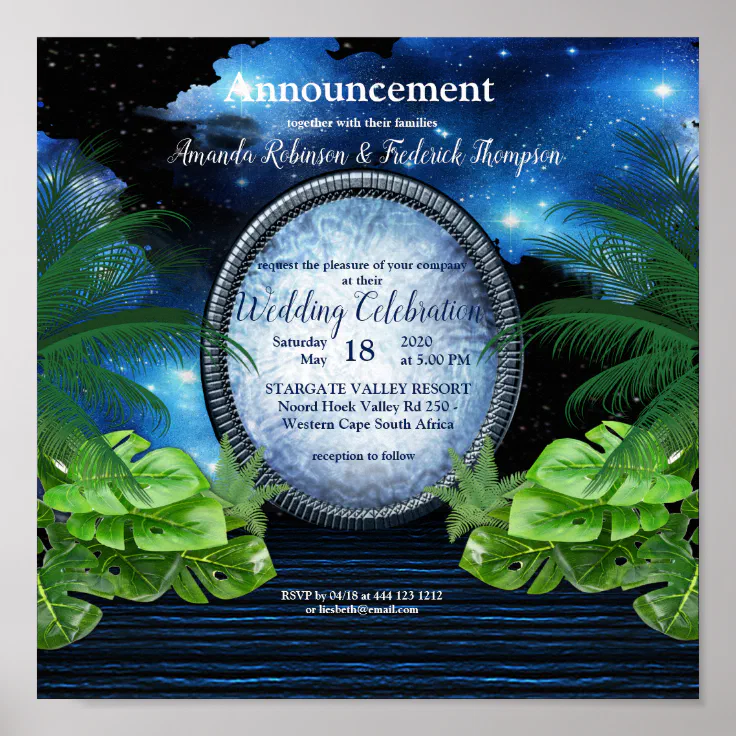 Galaxy Portal wedding Announcement Poster | Zazzle