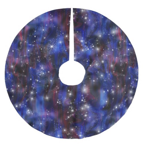 Galaxy purple beautiful night starry sky image brushed polyester tree skirt