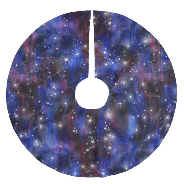 Galaxy purple beautiful night starry sky image brushed polyester tree skirt (Front)