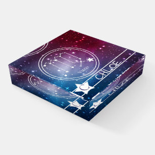 Galaxy Purple Blue Monogram Name Zodiac Sign VIRGO Paperweight