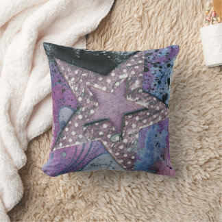 Galaxy Purple Star Throw Pillow