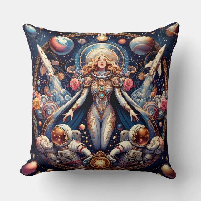 Galaxy Queen Throw Pillow (Front)