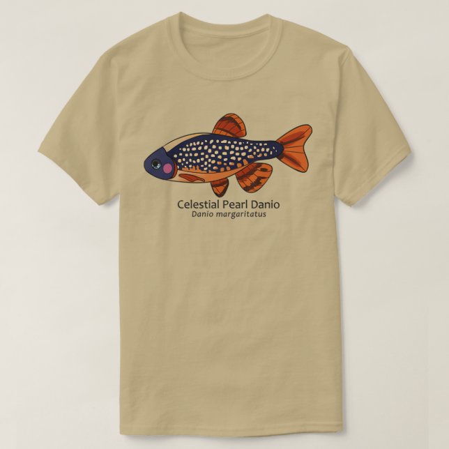 Galaxy Rasbora Celestial Pearl Danio with Text T-Shirt (Design Front)