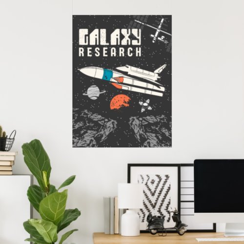 Galaxy Research Retro Vintage Space Design Poster