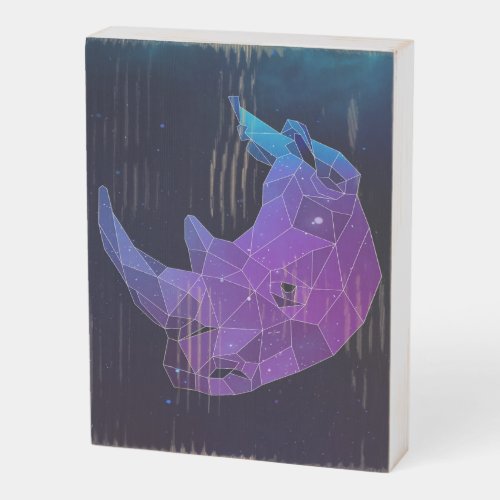 Galaxy Rhino  Modern Decorate Wooden Box Sign