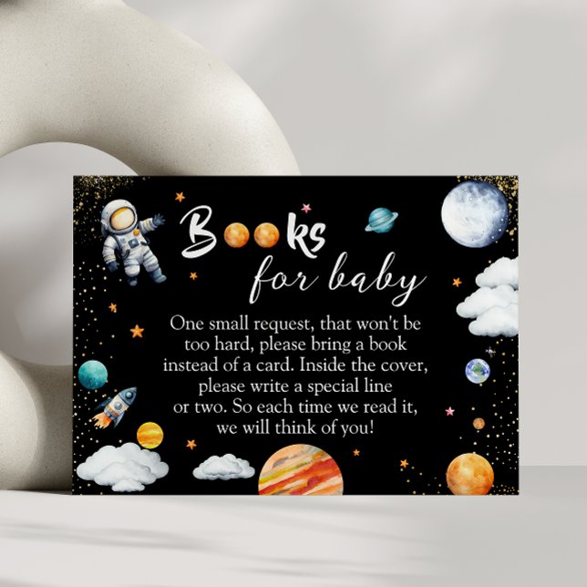 Galaxy Rocket Books for Baby Black Space Shower Enclosure Card (Creator Uploaded)