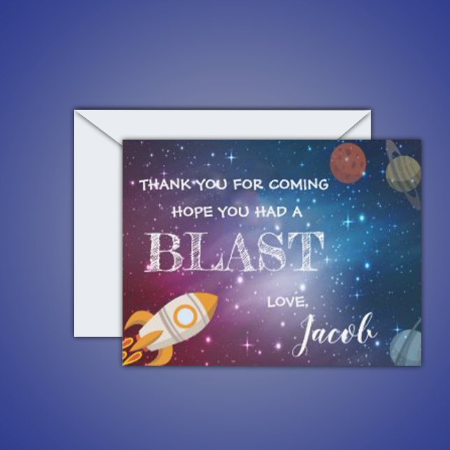 Galaxy Rocket  Outer Space Birthday Thank  You  Postcard (Galaxy Rocket Outer Space Birthday Thank You Postcard)