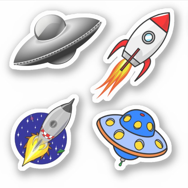 Galaxy Rocket Ships Spaceships Scrap Book Sticker (Front)