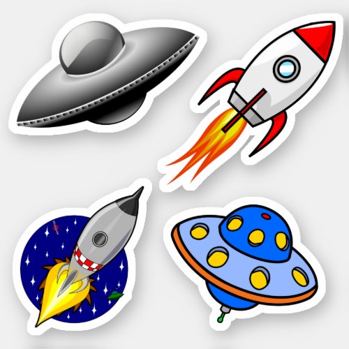 Galaxy Rocket Ships Spaceships Scrap Book Sticker