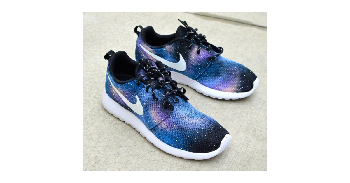 Galaxy Roshe One Hand Painted Nike Sneakers | Zazzle