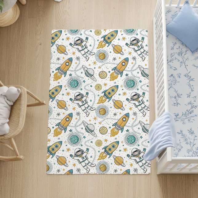 Galaxy Rug for Boys Planets in Soft Trendy Hues (Galaxy Rug for Boys Planets in Soft Trendy Hues)