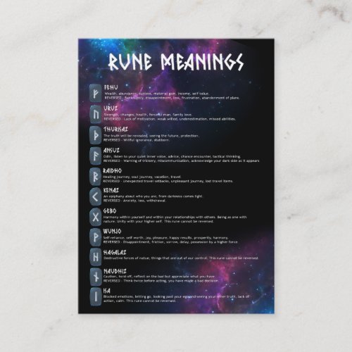 Galaxy Rune Meaning Cards