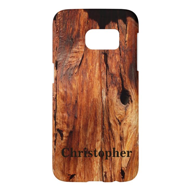 Galaxy S7, Personalized, Faux Weathered Wood Case-Mate Samsung Galaxy Case (Back)