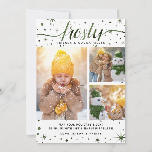 Galaxy Sage Green Frosty Friends  Cocoa Kisses Holiday Card