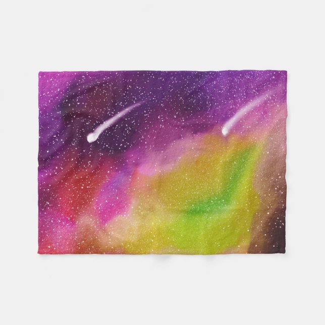 Galaxy Scene Colorful shooting stars Nebula Space Fleece Blanket (Front (Horizontal))