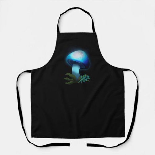 Galaxy Shiitake Glowing Light Blue Mushroom Apron