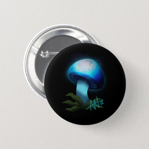Galaxy Shiitake Glowing Light Blue Mushroom Button