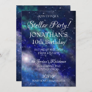 Galaxy Sky Stellar Birthday Party Invitation
