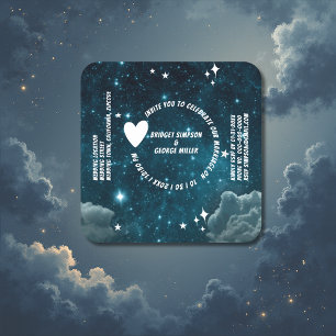galaxy sky wedding invitation on Paper Coaster