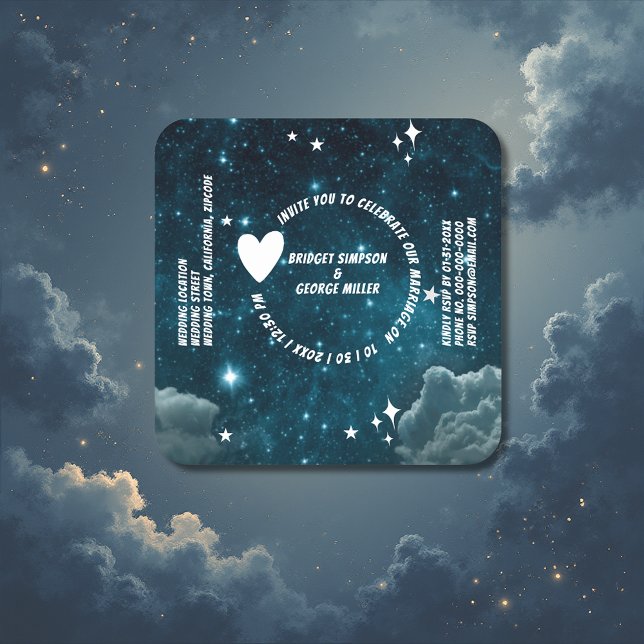 galaxy sky wedding invitation on Paper Coaster (Creator Uploaded)