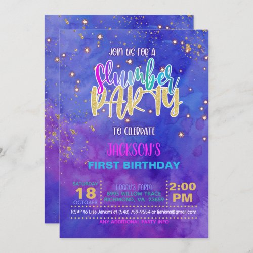 Galaxy Slumber Party Birthday Invitation