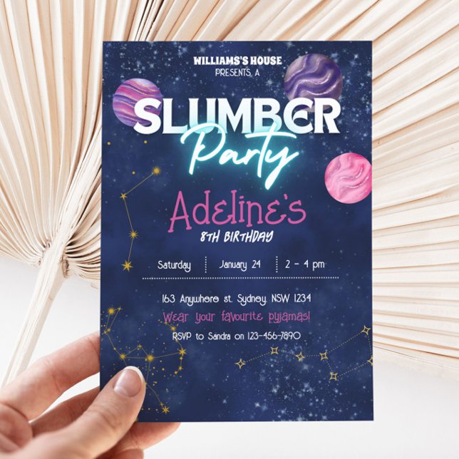 Galaxy slumber party Birthday invitation (Creator Uploaded)