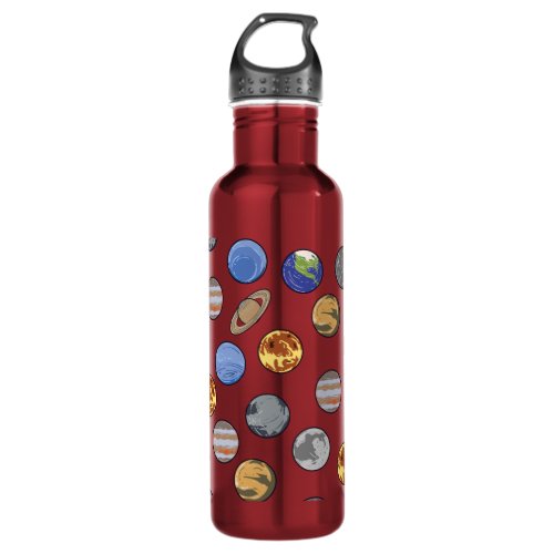 Galaxy Solar System Planets Earth Pluto Uranus Stainless Steel Water Bottle
