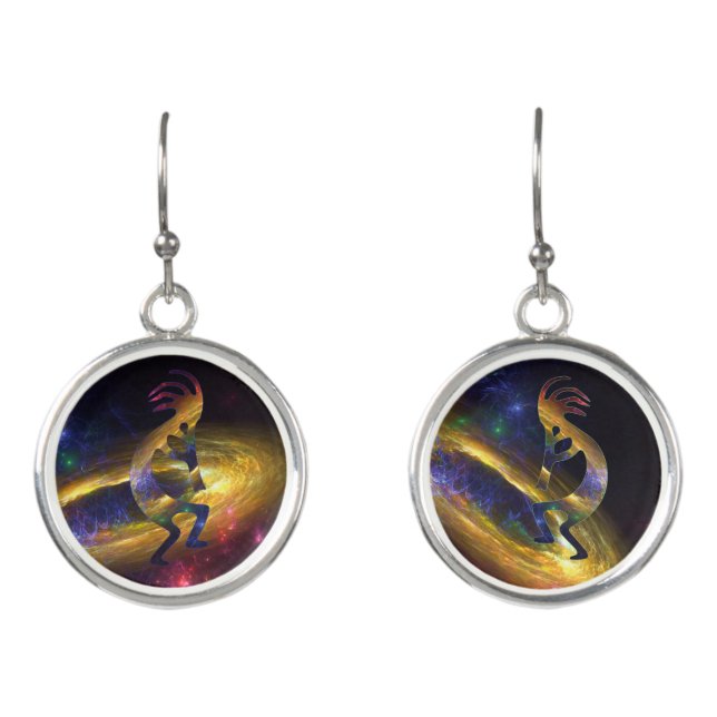 Galaxy Southwestern Kokopelli Earrings (Front)