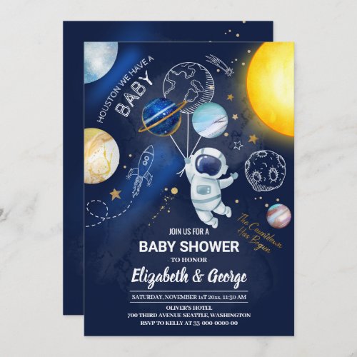 Galaxy Space Baby Shower Invitation