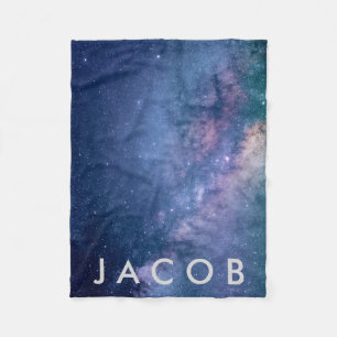 Galaxy • Space Background w/ Name Fleece Blanket