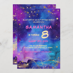 Galaxy Space Birthday Invitation for Kids