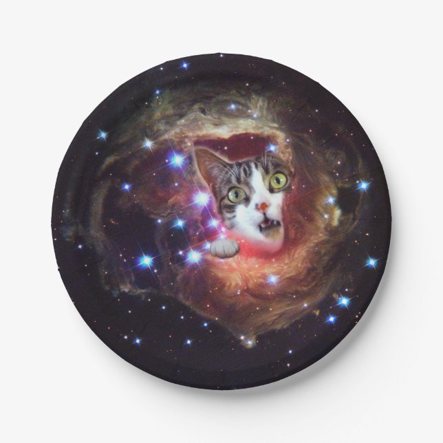 Galaxy Space Cats Paper Plates 7" (Front)
