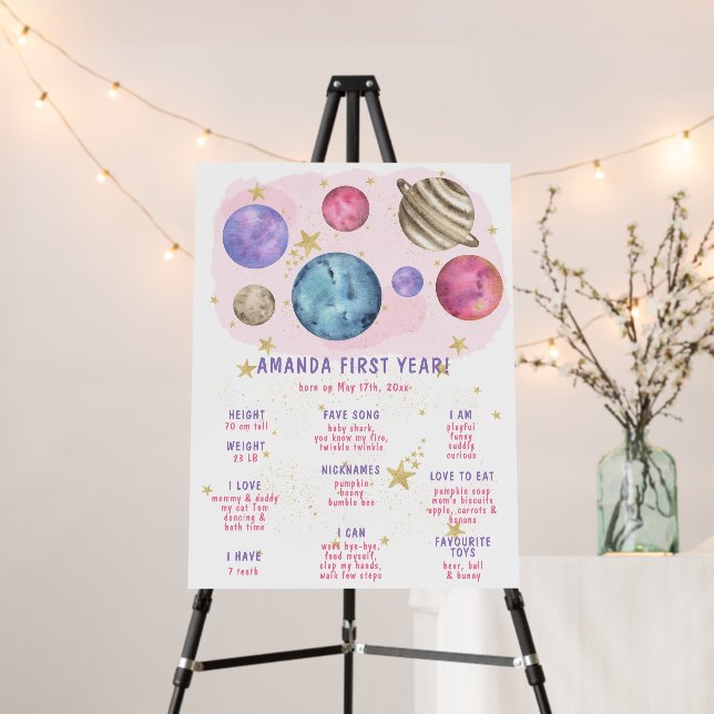 Galaxy Space First Birthday Milestone Birthday Foam Board (In Situ (Stand))
