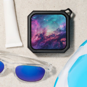Galaxy space glitter nebula purple pink universe bluetooth speaker