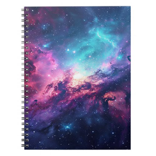 Galaxy space glitter nebula purple pink universe notebook