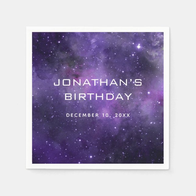 Galaxy Space Kids Birthday. Astronomy Cosmic Party Napkins (Front)