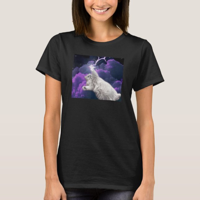 Galaxy Space Lighting Cat T-Shirt (Front)