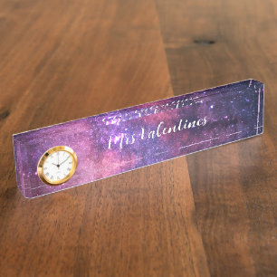 Galaxy Space Milky Way Teacher School Cute Modern Desk Name Plate