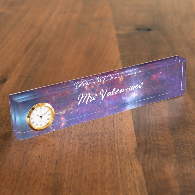 Galaxy Space Milky Way Teacher School Cute Stars Desk Name Plate (Side)